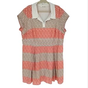 eShakti Women's Contrast Collar Floral Graphic Print Crepe Dress Size 4X 28W